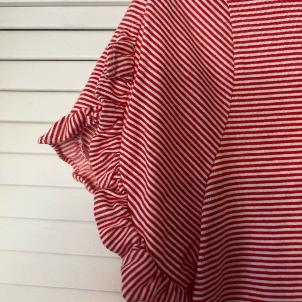 LOFT Striped Ruffle Tee - Picture 4 of 4